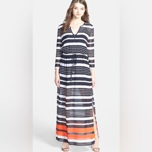 Michael Kors striped sheer maxi dress size xl